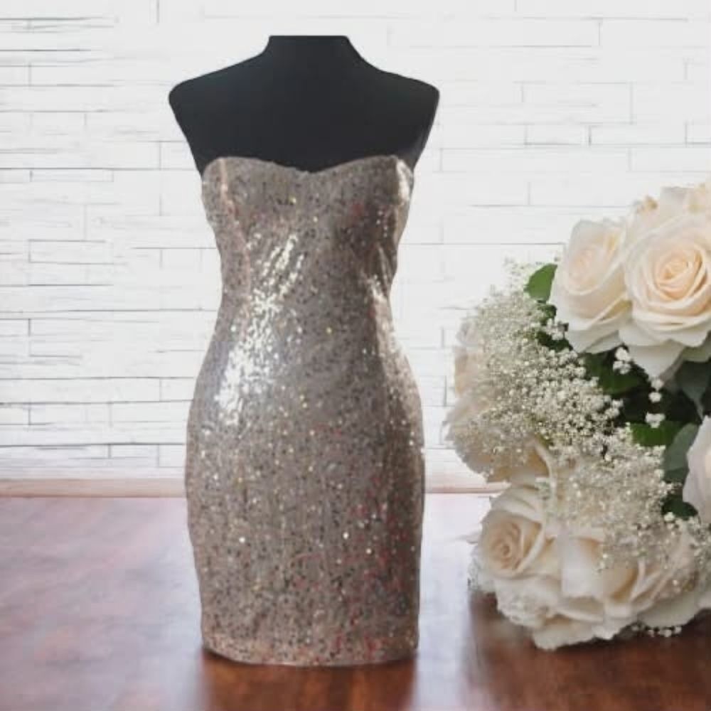 Windsor Strapless Pink Sequin Mini Dress Size 3
